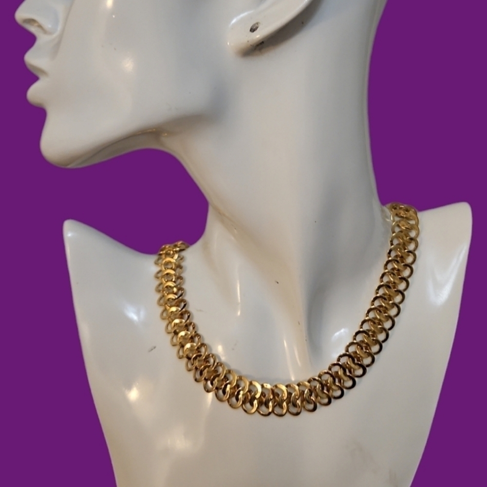 VTG 1980s Goldtone Figure Eight Link Chain Necklace